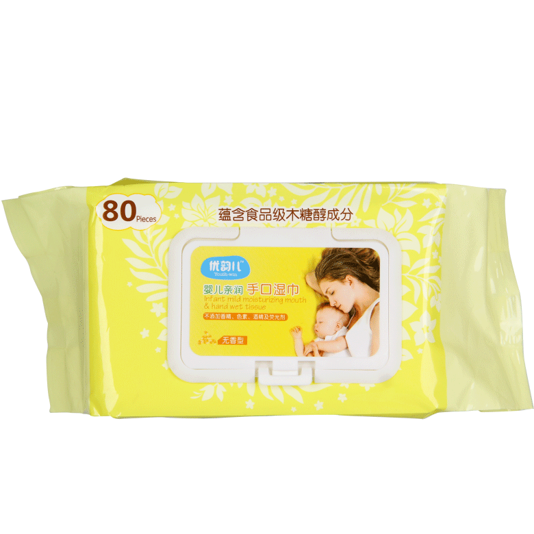优韵儿婴儿亲润手口湿巾80片正面